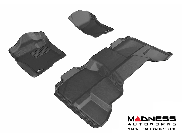Chevrolet Silverado Extended Cab Floor Mats (Set of 3) - Black by 3D MAXpider (2007-2013)